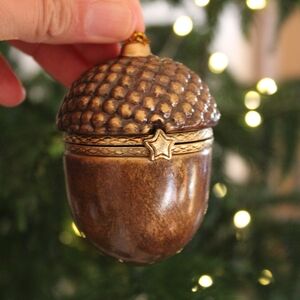 Brown Acorn Ornament with Gold Accents